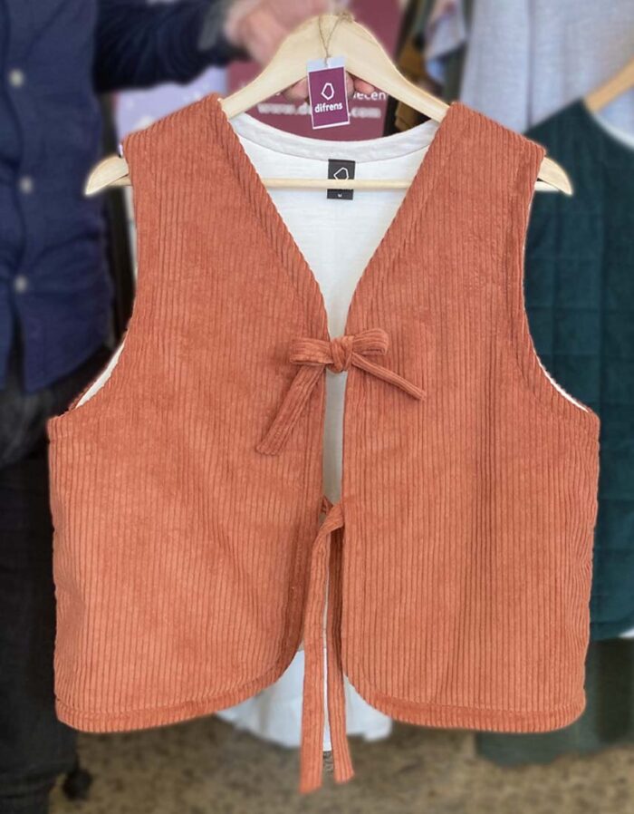 Vest made from merino wool and cotton corduroy